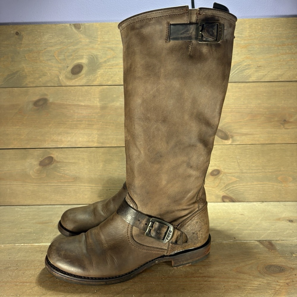 frye veronica slouch womens size 8.5 shoes brown leather engineer riding boots